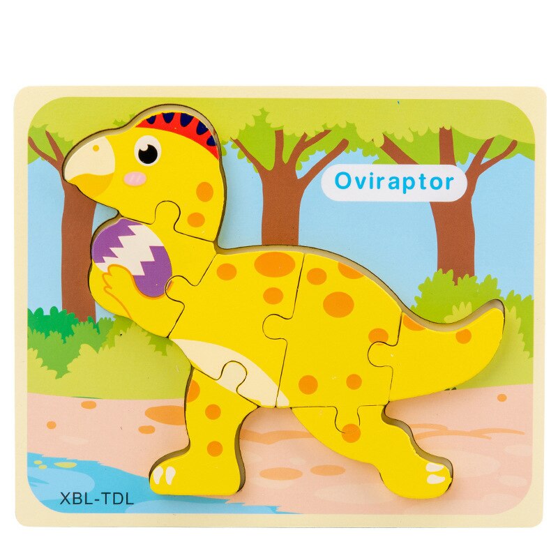 Wooden Puzzle Kids Toy Baby Wood Jigsaw Puzzles Cartoon Dinosaur Animal Early Educational Toys For Children: Oviraptor