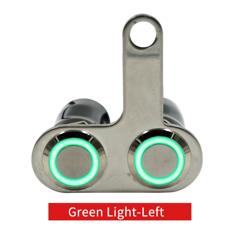 Stainless Steel Motorcycle Switch ON-OFF Handlebar Adjustable Mount Waterproof Switches Button DC12V With LED Light: Green Light(Left)