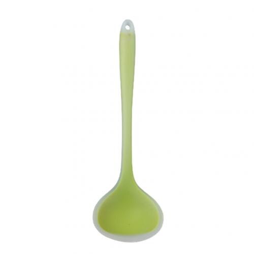 Silicone Nonstick Anti Translucent Handle Soup Spoons Kitchen Cooking Tools: Green