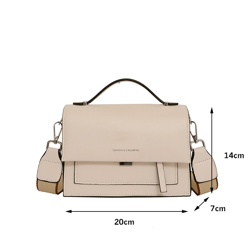 Women's Pu Leather Shoulder Bags With Wide Strap Casual Flap Handbag And Purse Cross Body