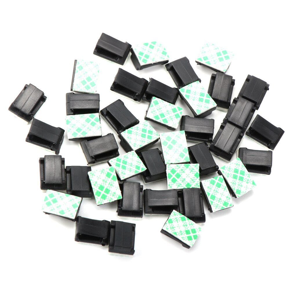 20Pcs Wire Tie Cable Clamp Clips Holder Self Adhesive Plastic Cable Holder Rectangle Mount Clamp Tie Cord Holder
