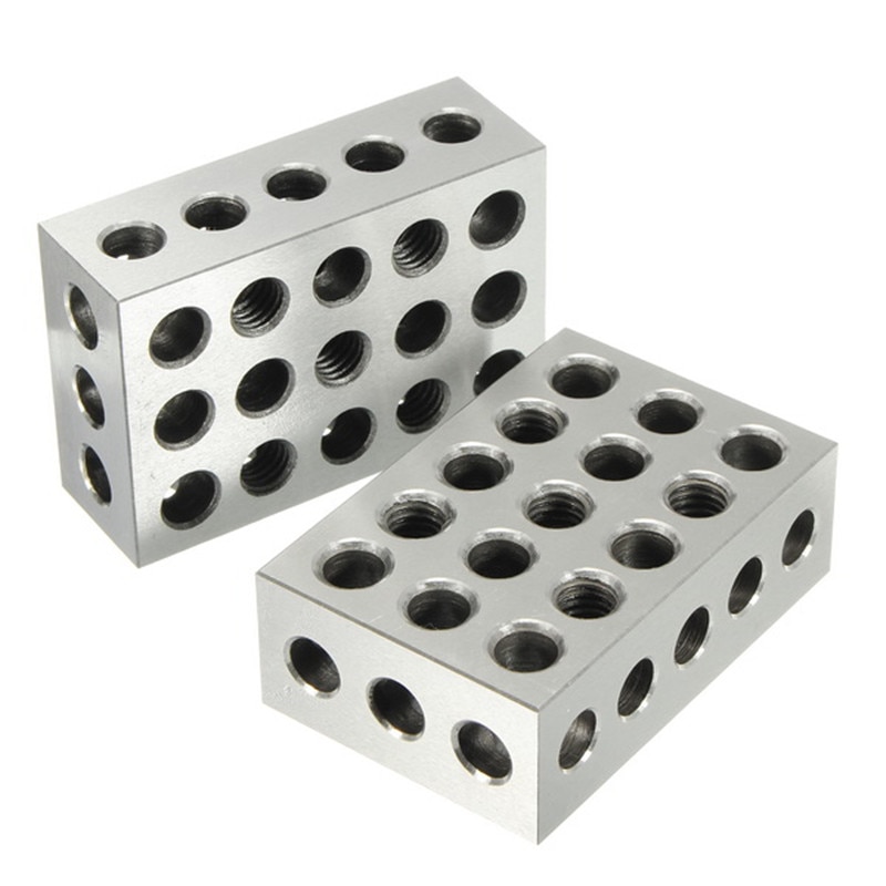 2Pcs 25x50x75mm Hardened Steel Blocks 23 Holes Parallel Clamping Block Lathe Tools Precision 0.005mm for Machine Tool