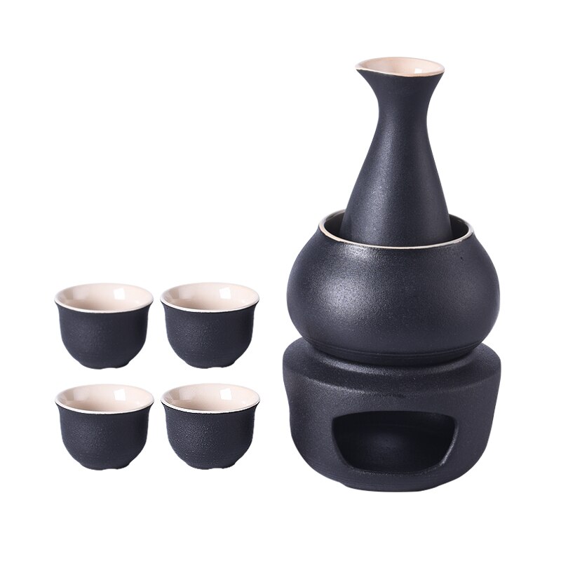 Ceramic 6 Cup Wine Pot Set Vintage Ceramic Sake Warmer Jug Glasses Household Spirits Rice Wine Vodka Copas De Vino Box