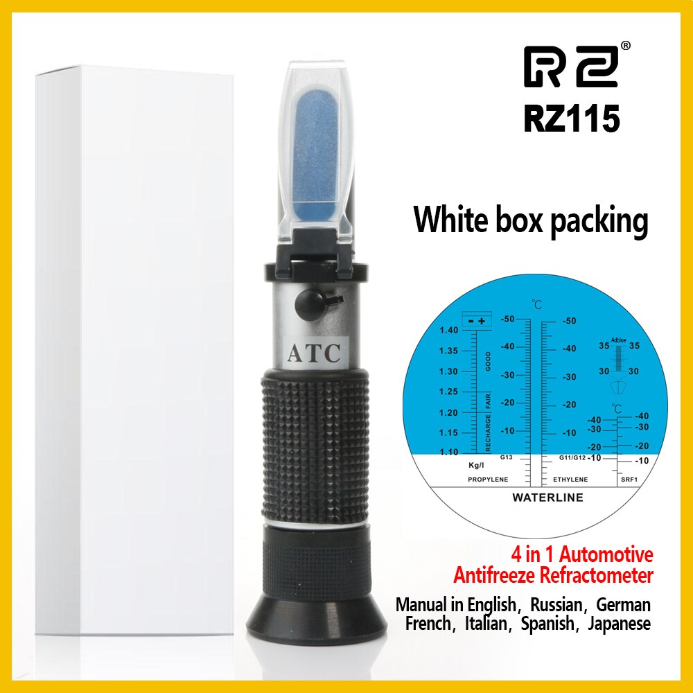 RZ Genuine Retail Package Automotive Antifreez Refractometer Freezing point Urea Adblue Battery fluid Glass water Tool: RZ115-WHITE