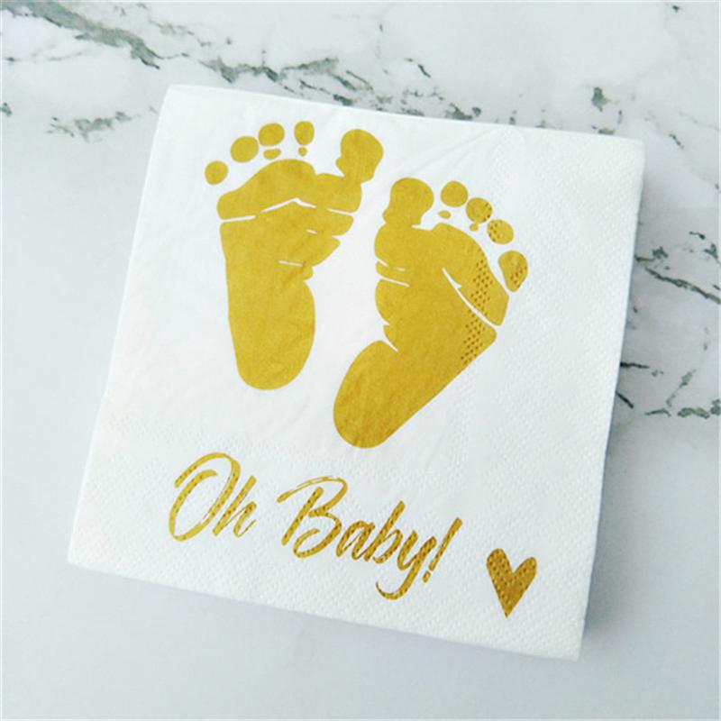 20 vellen Absorberende Vergulden Voet Decoratieve Wegwerp Tissue Papier Servetten voor Party Verjaardag