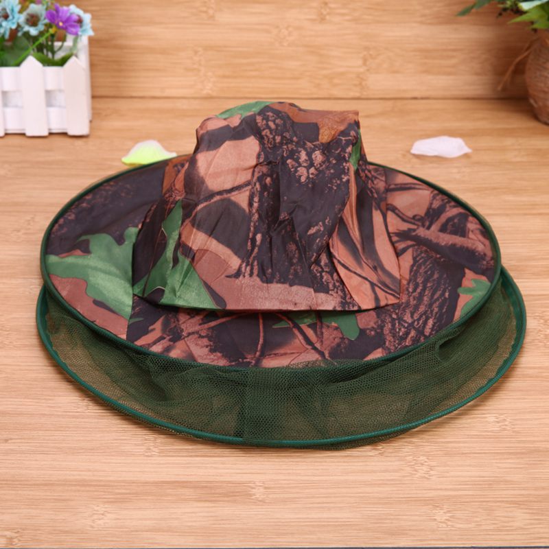 Camouflage Fishing Hat Bee keeping Insects Mosquito Net Prevention Cap Mesh Fishing Cap Outdoor Sunshade Lone Neck Head Cover