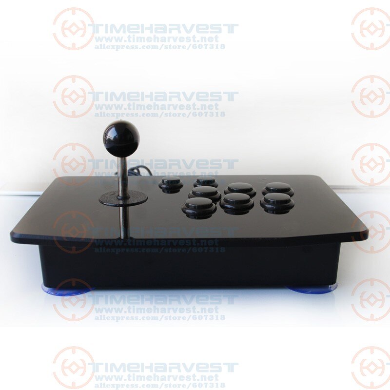 Acryl Nul Vertraging Arcade Fighting Stick Usb Bedrade Computer Gaming Joystick Game Rocker Controller Met 8 Knoppen Voor Pc Desktop: Black