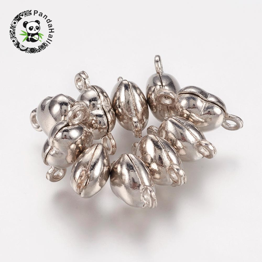 Pandahall Magnetic Clasps - Heart Shape - Nickel Free Brass - 100 Sets - Jewelry Findings 17x10x6.5mm