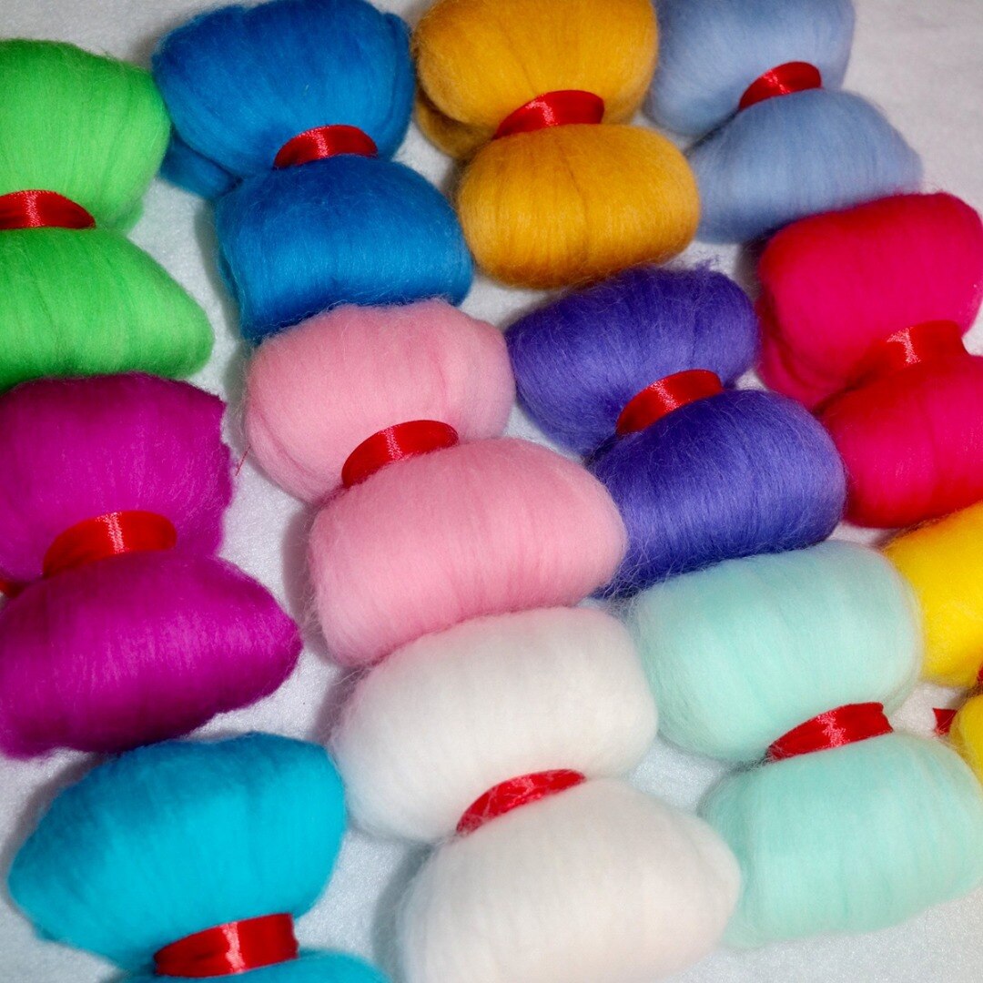 12 Stks/set 12 Kleuren 5G Wol Fibre Roving Voor Diy Naaldvilten Hand Spinning