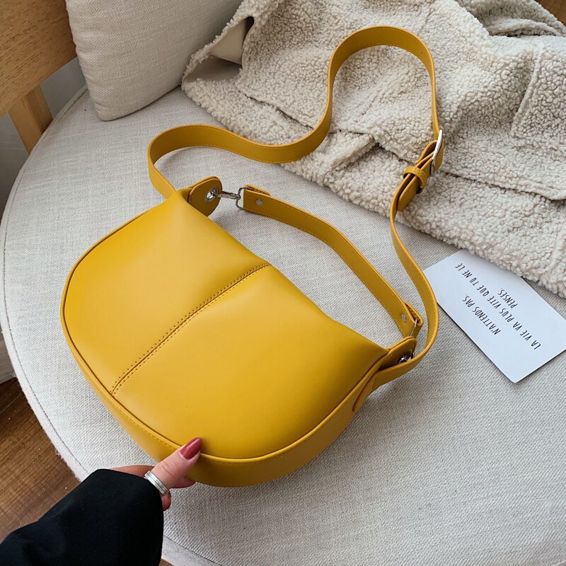 Dames crossbody tas met hoge capaciteit, halve cirkel zadeltassen, pu leren schoudertassen voor dames, handtassen, bolsas: Geel