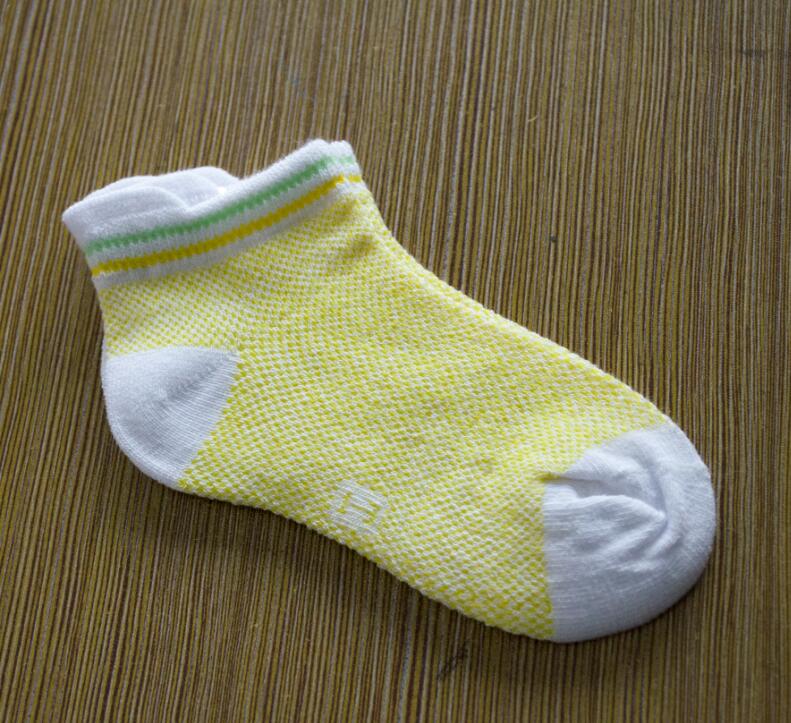 2019 verão algodão malha meninos meias crianças barco meias para meninas 1-9 ano crianças 5 pares/lote: Yellow / 7-9T