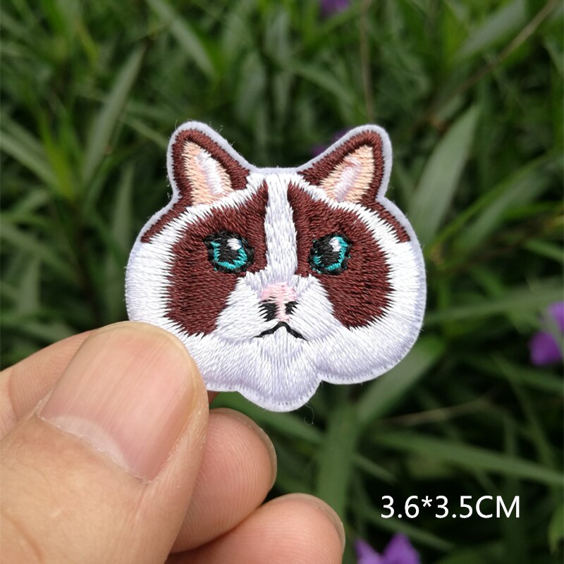 Computer embroidered badge cute little cat animal head embroidered cloth sticker decorative patch sticker: 3