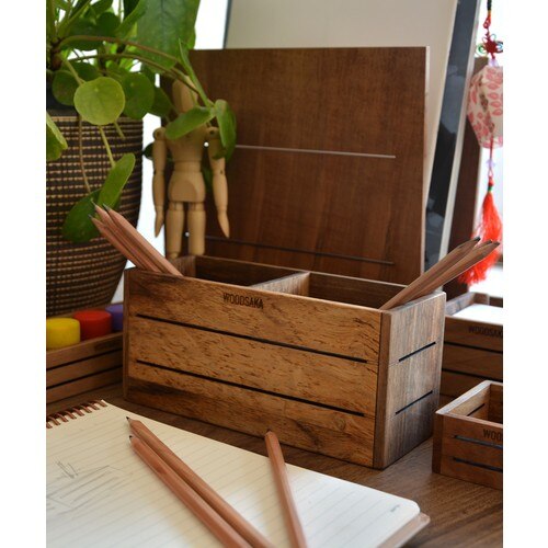 Stand Voor Pennen Woodsaka 3 Lijn Twee Compartiment Penhouder