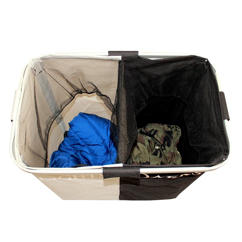 Foldable Laundry Basket, Aluminum Tube, Double Grid, Home Fabric, Clothing Storage, Two-Color Laundry Basket