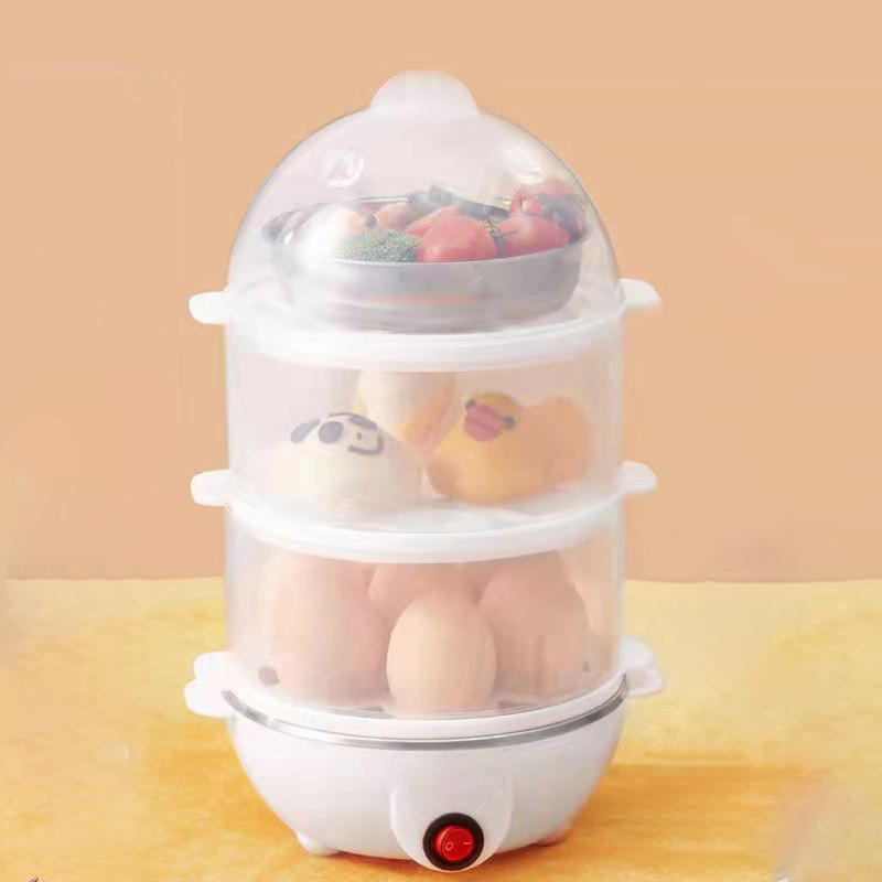 Portable Electric Egg Boiler 7/21 Eggs Three Layers Automatic Mini Steamer Kitchen Cooking Tools Egg Cooker Breakfast Machine: PURPLE