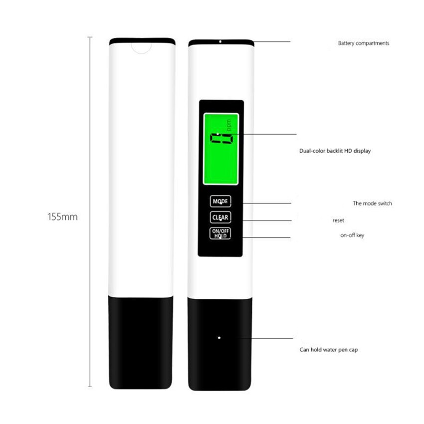 pH and TDS Meter Combo, Digital Water Tester, High Accuracy Pen Type pH Meter, 0-9999ppm, 3-in-1 TDS EC Temperature Meter