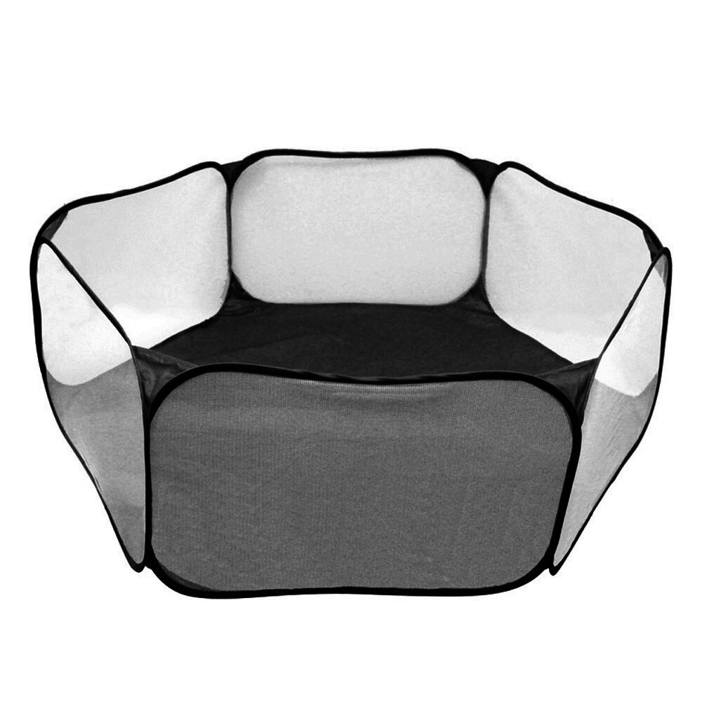Portable Small Pet Cage Transparent Hedgehog Cage Tent Pet Playpen Folding Yard Fence For Dog Hamster Rabbit Guinea Pig: black no cover