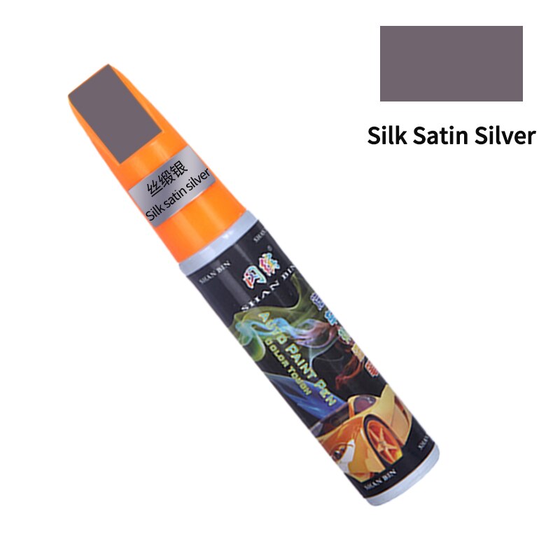 20 Colors Car Mending Fill Paint Pen Tool Applicator Waterproof Touch Up Car Paint Repair Coat Painting Scratch Clear Remover: silk satin silver