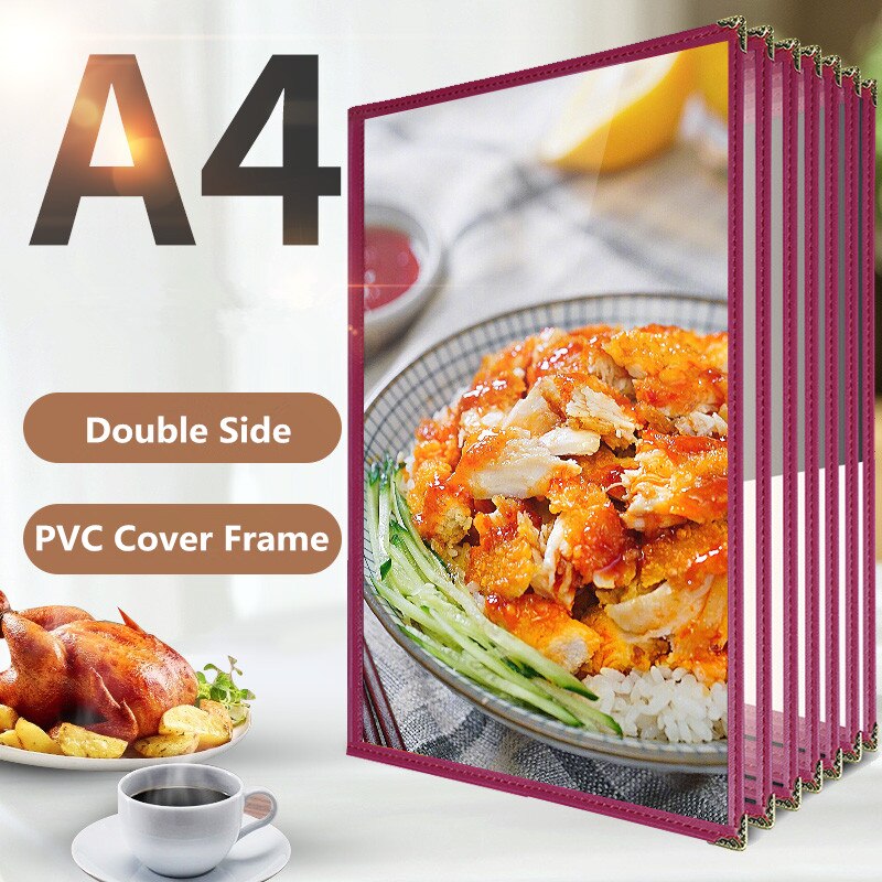 A4 Menu Cover Books 8.5&quot;x11&quot; Single Page 2 View Restaurant Cafe Recipe Menu Holder Covers Frames