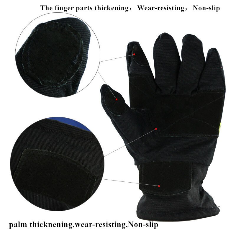 Fireman Gloves Wear-Resistance Non-Slip Thicken Fire Proof Gloves Reflective Strap Fire Resistant Gloves for Firefighter