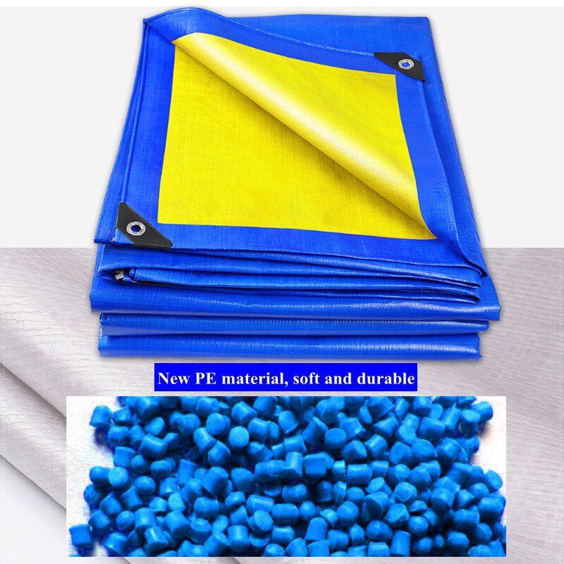 Blue-Yellow PE Tarpaulin Rainproof Cloth Shade Sail Boat Truck Canopy Tarp Ground Sheet Camping Waterproof Cloth Pet House Cover
