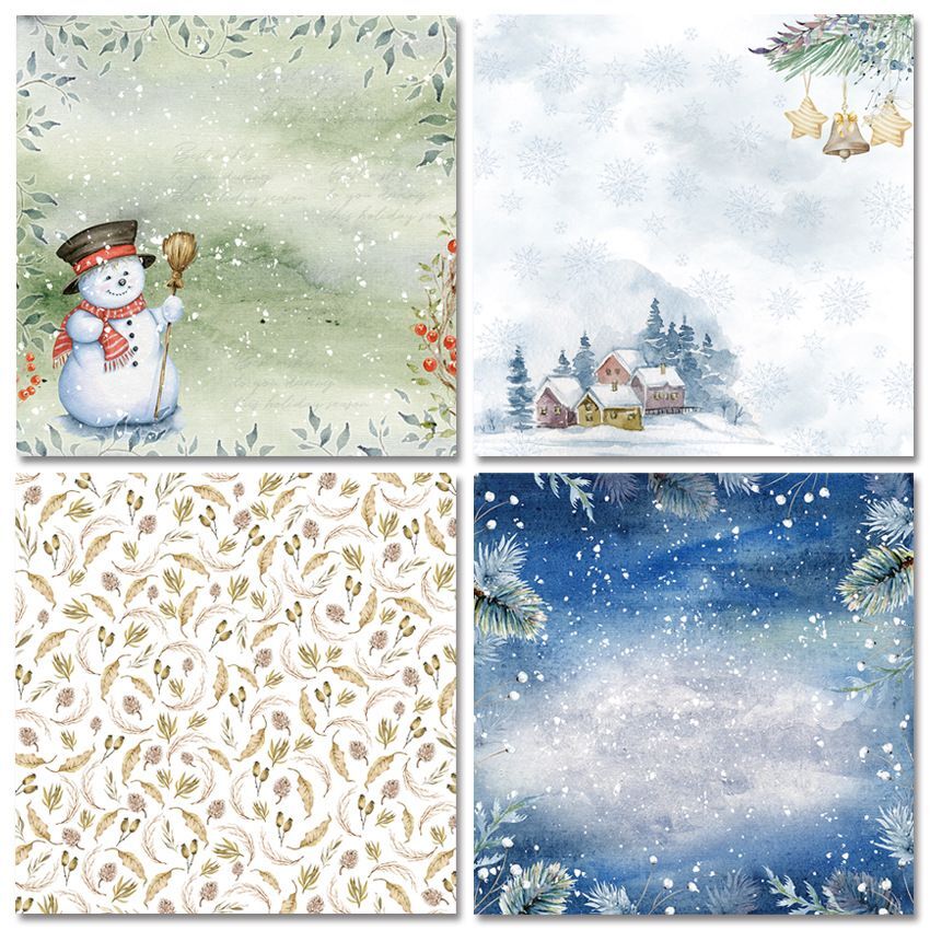 Papel de álbum de recortes estilo invierno It's, paquete de 24 hojas de papel artesanal para manualidades, almohadilla de fondo artesanal