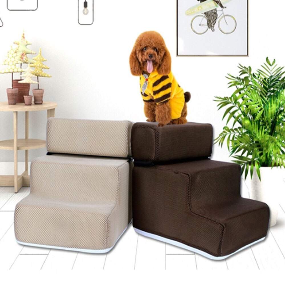 Escalier de lit pour animaux de compagnie échelle 2/3 marches amovible antidérapant rampe d'escalade lavable détachable chien lit échelle chat chien rampe chiot fournitures