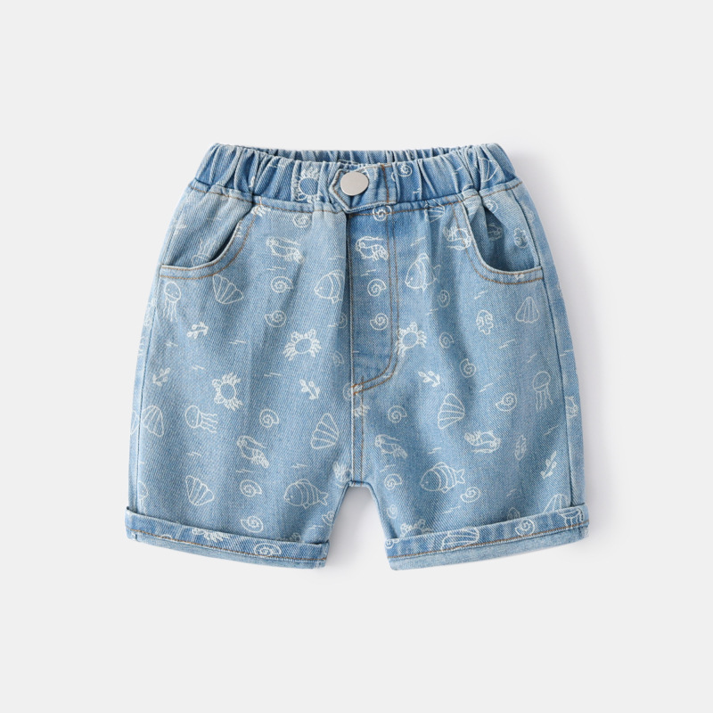Simpatico cartone animato ragazzi pantaloncini estate bambino lunghezza al ginocchio pantaloni in Denim Jeans per bambini pantaloni bambini vestiti per bambini: blue / 2T