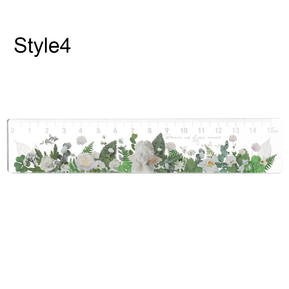 1PC 15cm Daisy Rose Pattern Ruler DIY Drawing Tools Student Flower Rulers Double-duty Multifunctional Ruler School Office Supply: Style 4