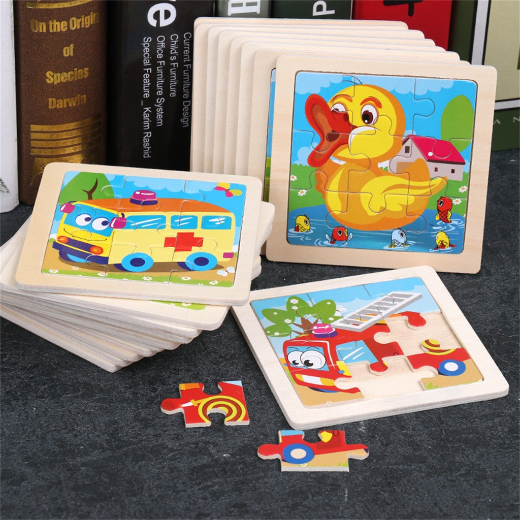 Wooden Puzzles For Kids Educational Houten Puzzels Kinderen 11cm*11cm Wood Puzzle Developmental Baby Kids Training Toy L102