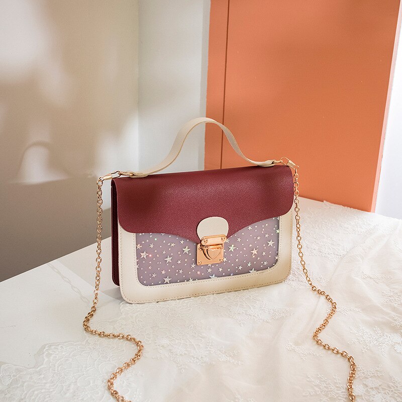 Mini bolso cuadrado pequeño para mujer, bandolera de mensajero con lentejuelas de estrella de , bolso de mano, Rosa