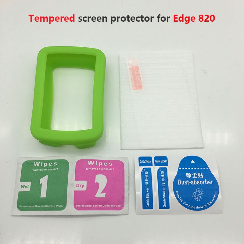 Gel Edge 820 – boîtier de protection en caoutchouc pour vélo, GPS, ordinateur, avec Film de protection d&#39;écran, pour Garmin Edge 820: Green Tempered