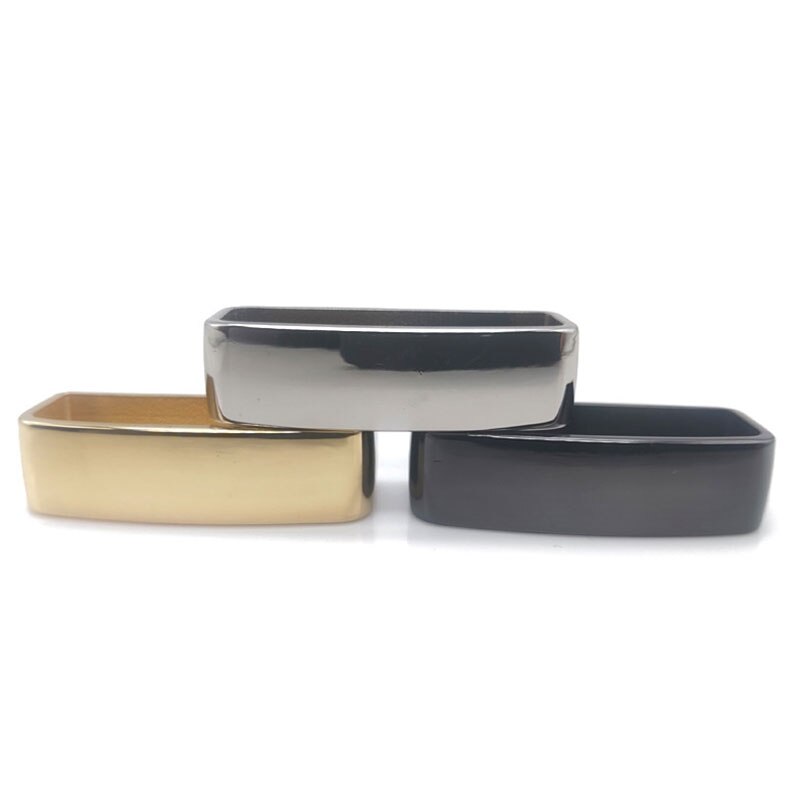 40mm D Shape Square Belt Strap Loop Ring Buckle Brass Belt Keeper for Leather Craft Bag Strap Solid Belt