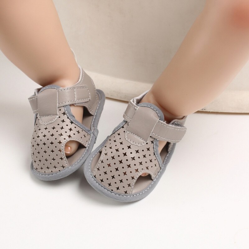 Peuter Pasgeboren Baby Jongens Zomer Sandalen Zachte Zool Schoenen Leer Ademend Star Hollow Out Baby Slippers Prewalker Sandaal Schoenen