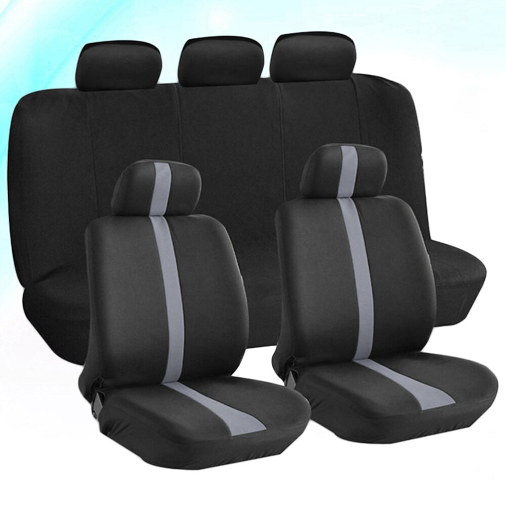 9 unids/set cubierta Universal de asiento de coche cubiertas de asiento completo Interior de coche decoración (rojo): Grey