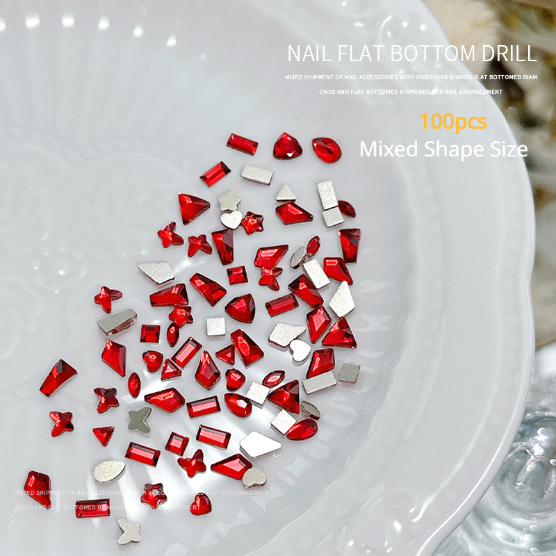 100 Uds Mini forma de cristal diamante decoraciones de uñas fondo plano diamantes de imitación Color mezclado piedras preciosas de vidrio accesorio de manicura DIY: Morado