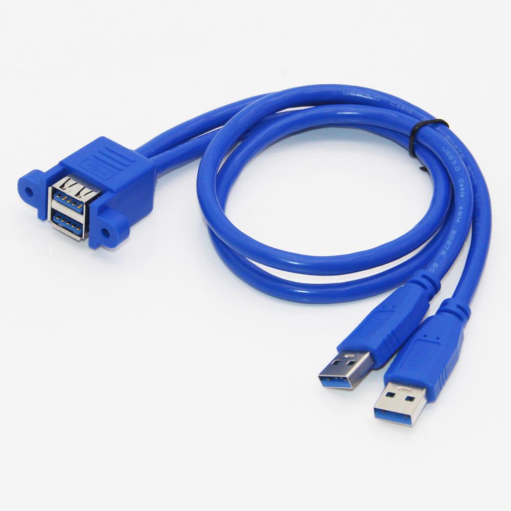 Lballist Dual USB3.0 Stecker auf Dual USB3.0 Weibliche USB 3.0 Verlängerung Kabel mit Schraube Tafel Montieren 50cm