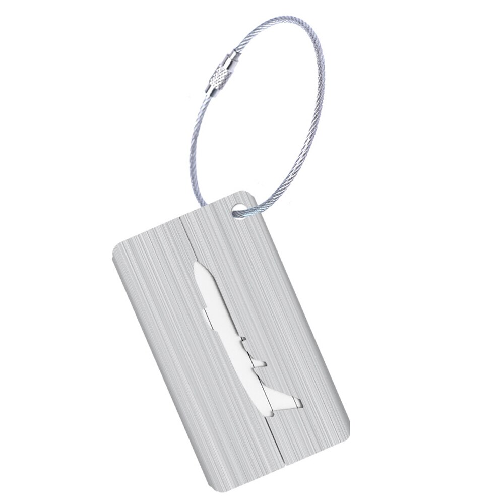 Reizen Accessoires Aluminium Kofferlabels Koffer ID Adres Holder Vliegtuig Bagage Boarding Draagbare Label: Zilver