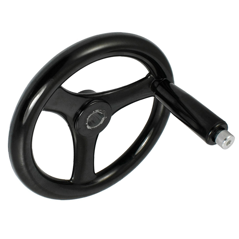 HLZS-Black 18mm x 200mm 3 spoke handwheel with rotating handle