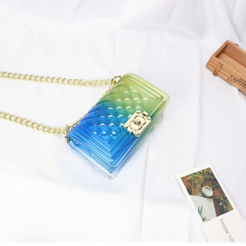 Clear Colorful Transparent Jelly Bag Gradient Candy Color Crossbody Bags Ladies Shoulder Chain Messenger Bag Sg69