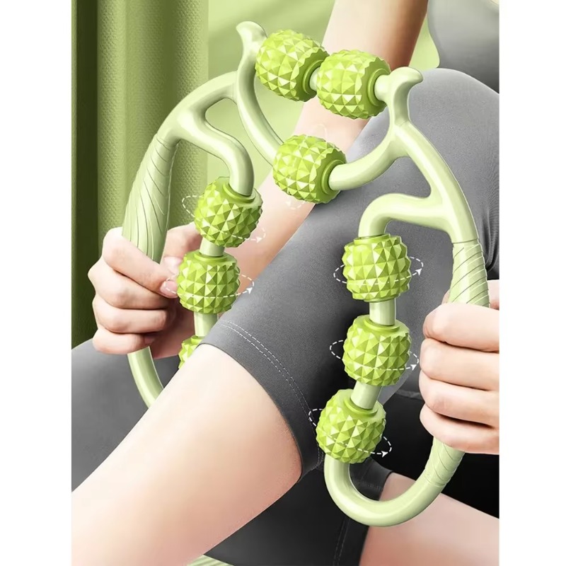 1 Stuks 9-Wiel Fascia Spier Roller, Cellulite Roller, Massage Roller voor Verlichten Spierpijn Dij, kuit, Arm Verminderen Cellulitis