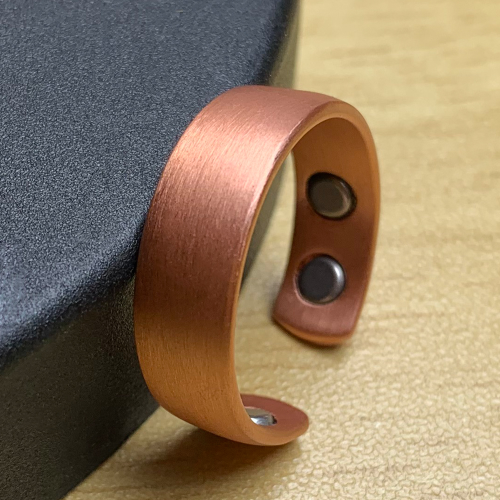 Anel de cobre puro magnético ajustável aberto manguito 6mm fosco vintage metal dedo jóias para homens mulheres alto ímã redimensionável