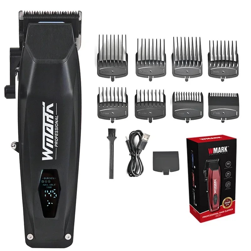 WMARK NG-125 cortapelos eléctrico 7500RPM Motor giratorio cabezal de aceite barbería recortadora para hombre hoja 5 ajustes: Castaño