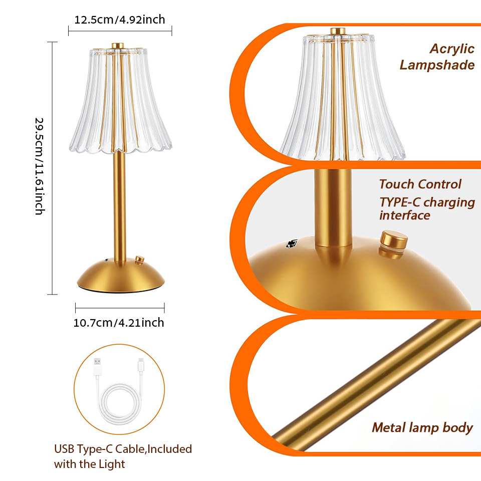 LED Schreibtischlampe berühren Sensor Schreibtisch Tischlampe Nachtlicht Wiederaufladbare Drahtlose Leselampe Nachtlicht Schlafzimmer Restaurant Hotel