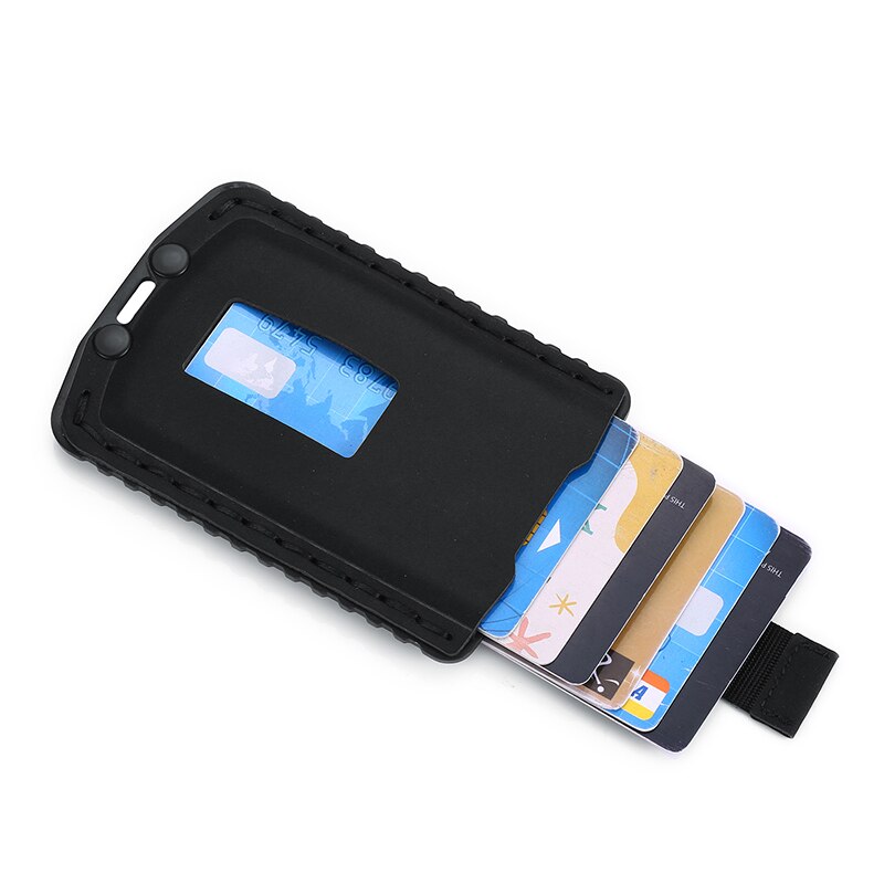 DIENQI Rfid Leather Bank Credit Card Holder Wallet Men Cardholder Case Male Pocket Slim Minimalist Wallet nederlands: Black