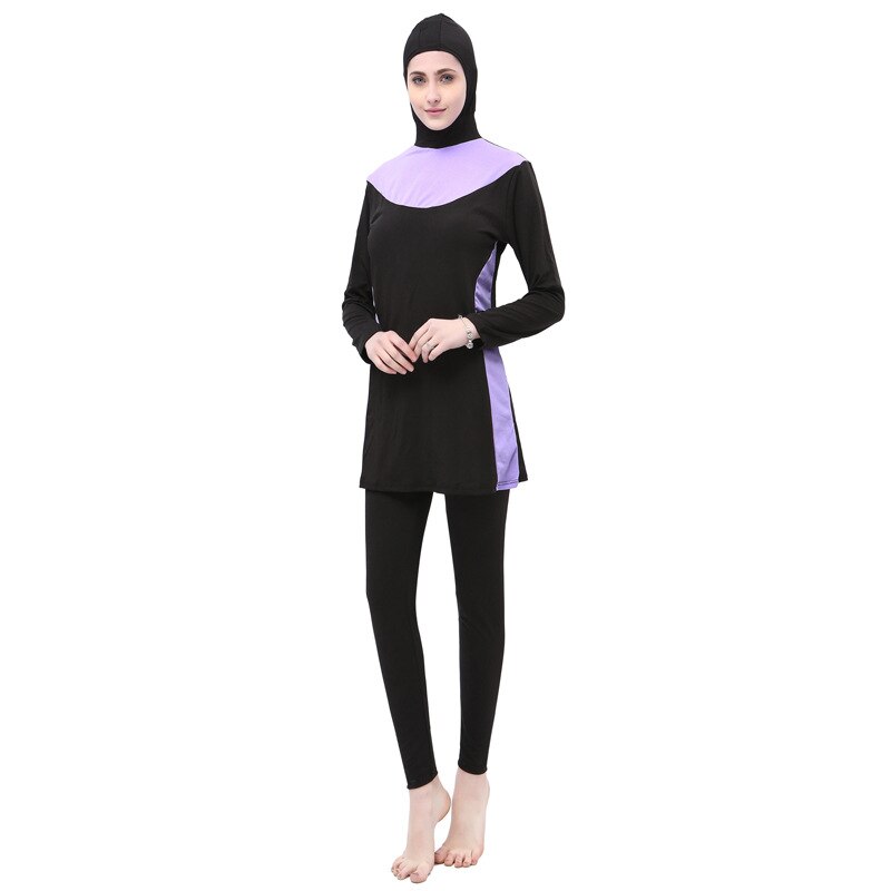 Due-Pezzi Musulmano Delle Donne Spa Costumi Da Bagno Costume Da Bagno Islamico Pieno Viso Hijab Nuoto Beachwear del Costume Da Bagno Dei Vestiti di Sport Burkinis