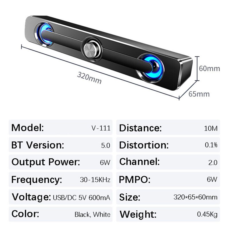 Soundbar Bedrade En Draadloze Bluetooth 5.0 Speaker Voor Tv, Soundbar Met Subwoofer Draadloze Bluetooth Sound Bar Voor Tv Laptop