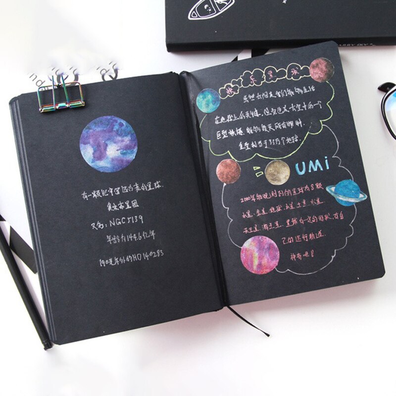 Black Star Notebook Hardcover Diary DIY Blank Black Paper Sketch Book 96sheets Notepad School Office Supply Papelaria