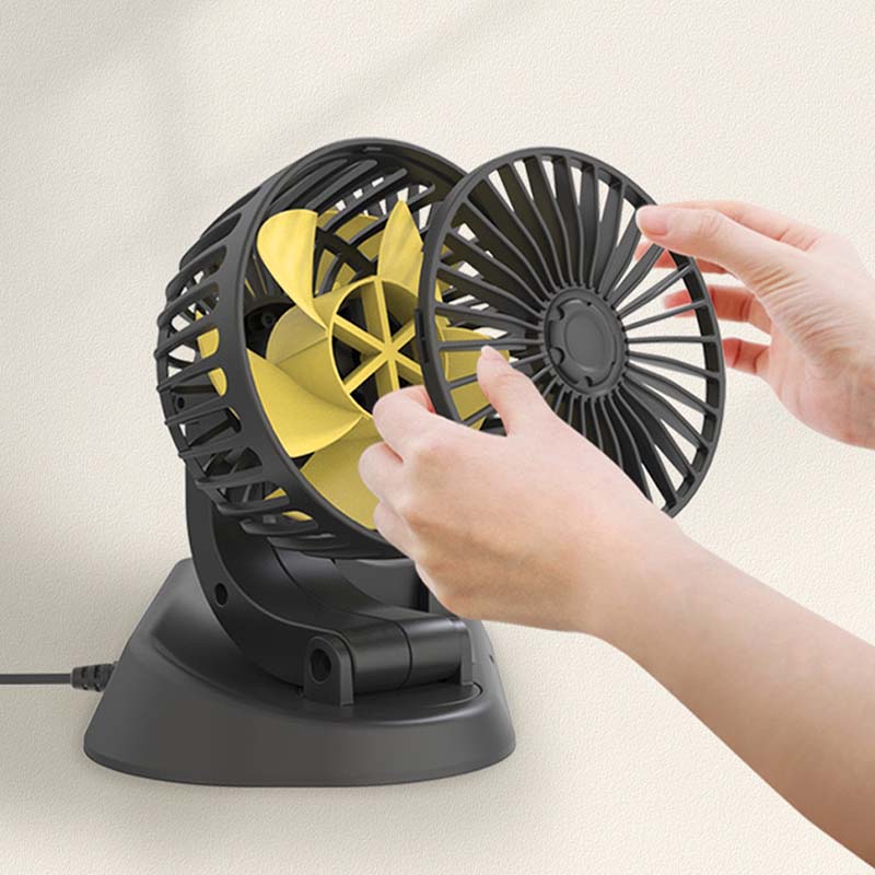 Car Fan Dashboard/Air Vent Summer Cooling Fan Rotatable Strong Airflow Circulation Dual Fans 12V/24V with Parking Number Plater