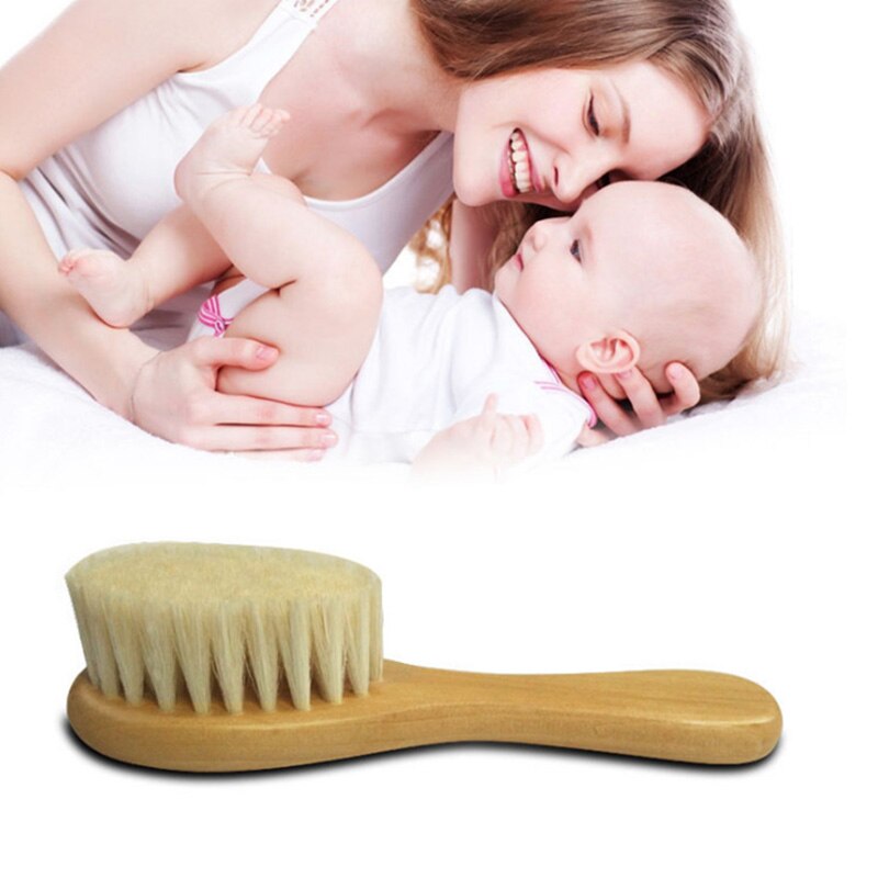 Baby Wooden Brush Comb Baby Care Pure Natural Wool Brush Hair Brush Newborn Infant Hair Brush Comb Head Massager